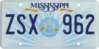 MS license plate ZSX962