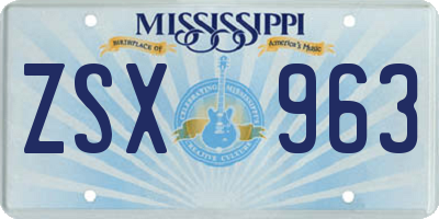 MS license plate ZSX963