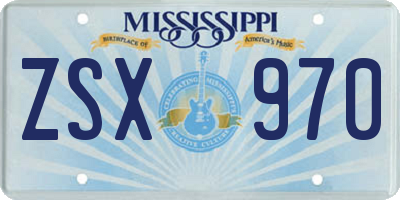 MS license plate ZSX970