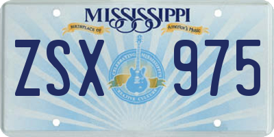 MS license plate ZSX975