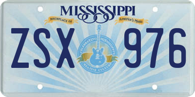 MS license plate ZSX976