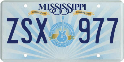 MS license plate ZSX977
