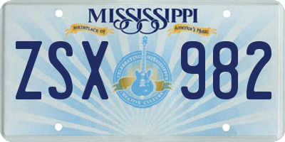 MS license plate ZSX982