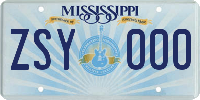 MS license plate ZSY000