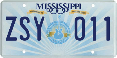 MS license plate ZSY011