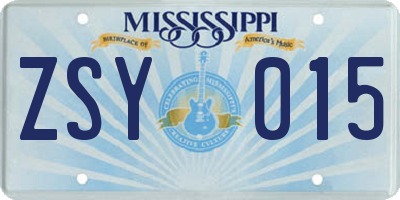 MS license plate ZSY015