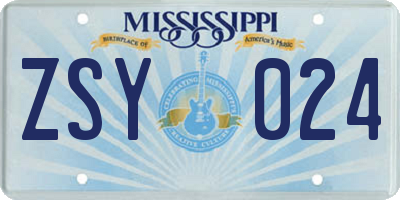 MS license plate ZSY024
