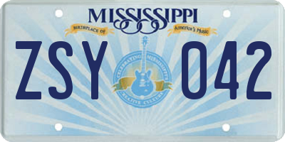 MS license plate ZSY042