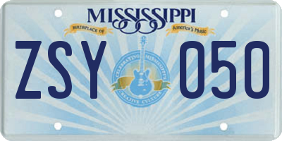 MS license plate ZSY050
