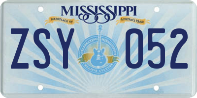MS license plate ZSY052