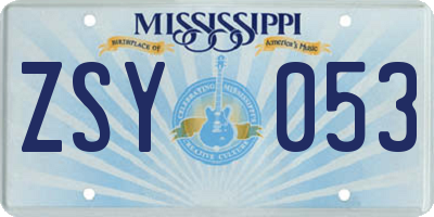 MS license plate ZSY053
