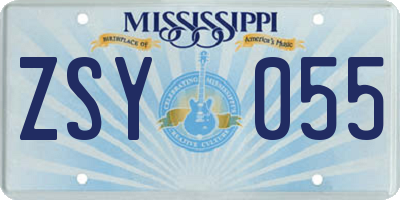 MS license plate ZSY055