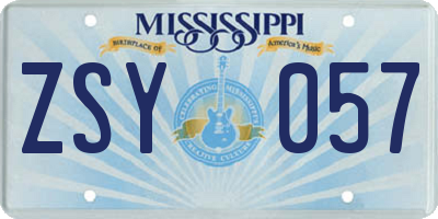 MS license plate ZSY057