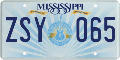 MS license plate ZSY065
