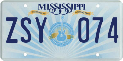 MS license plate ZSY074