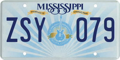 MS license plate ZSY079