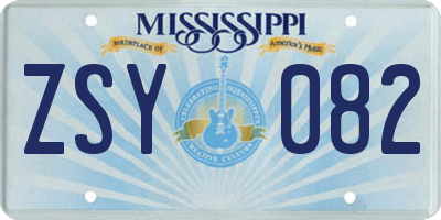MS license plate ZSY082