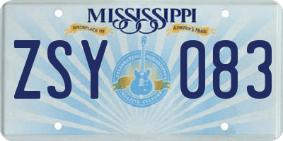 MS license plate ZSY083