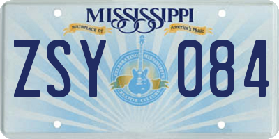 MS license plate ZSY084