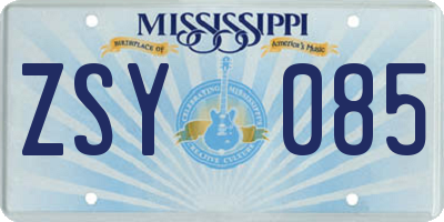 MS license plate ZSY085