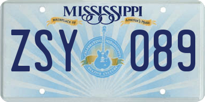 MS license plate ZSY089