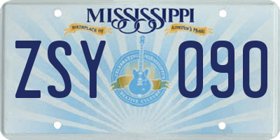 MS license plate ZSY090