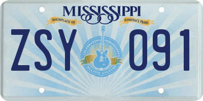 MS license plate ZSY091
