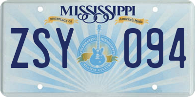 MS license plate ZSY094