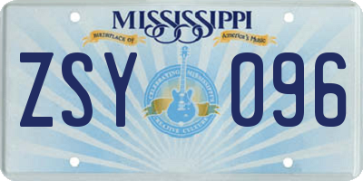 MS license plate ZSY096
