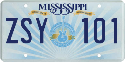 MS license plate ZSY101
