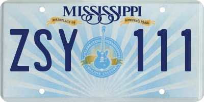 MS license plate ZSY111