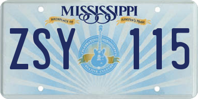 MS license plate ZSY115
