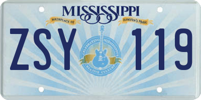 MS license plate ZSY119