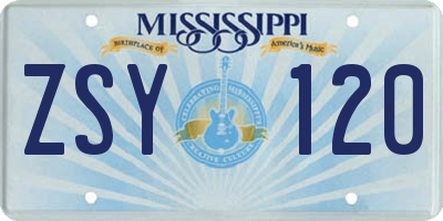 MS license plate ZSY120