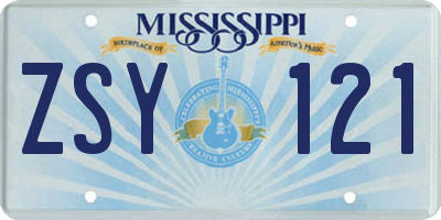 MS license plate ZSY121