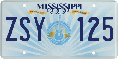 MS license plate ZSY125