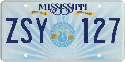 MS license plate ZSY127