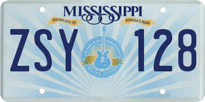 MS license plate ZSY128