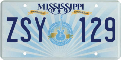 MS license plate ZSY129
