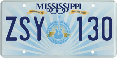 MS license plate ZSY130