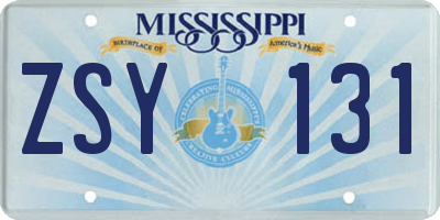 MS license plate ZSY131