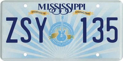 MS license plate ZSY135