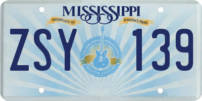 MS license plate ZSY139