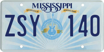 MS license plate ZSY140