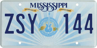MS license plate ZSY144