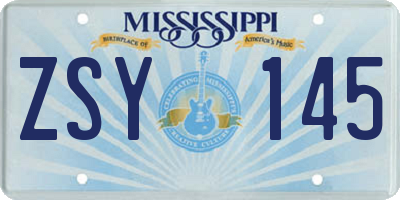 MS license plate ZSY145