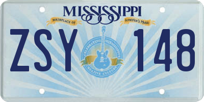 MS license plate ZSY148