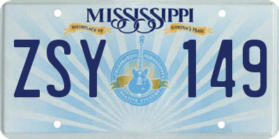 MS license plate ZSY149