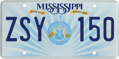 MS license plate ZSY150