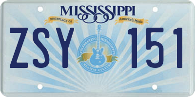 MS license plate ZSY151